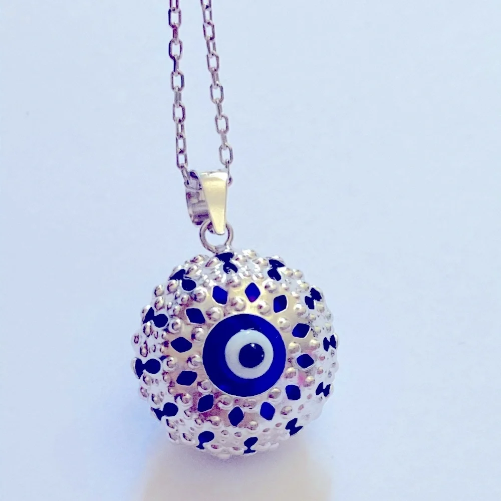 🧿925 Silver necklace glass blue evileye bead